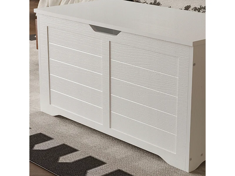 Baú de madeira grande, branco, para guardar mantas e roupa de cama, estilo loft