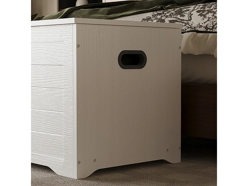 Baú de madeira grande, branco, para guardar mantas e roupa de cama, estilo loft