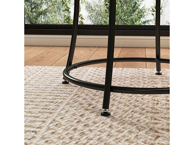 Stolik kawowy ława industrialny okrągły do salonu z półką brąz loft 55 cm
