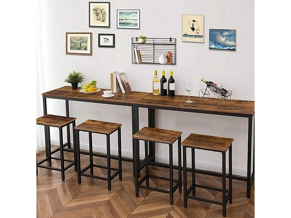 Zestaw kuchenny stół barowy z 2 hokerami 100 cm styl loftowy industrialny
