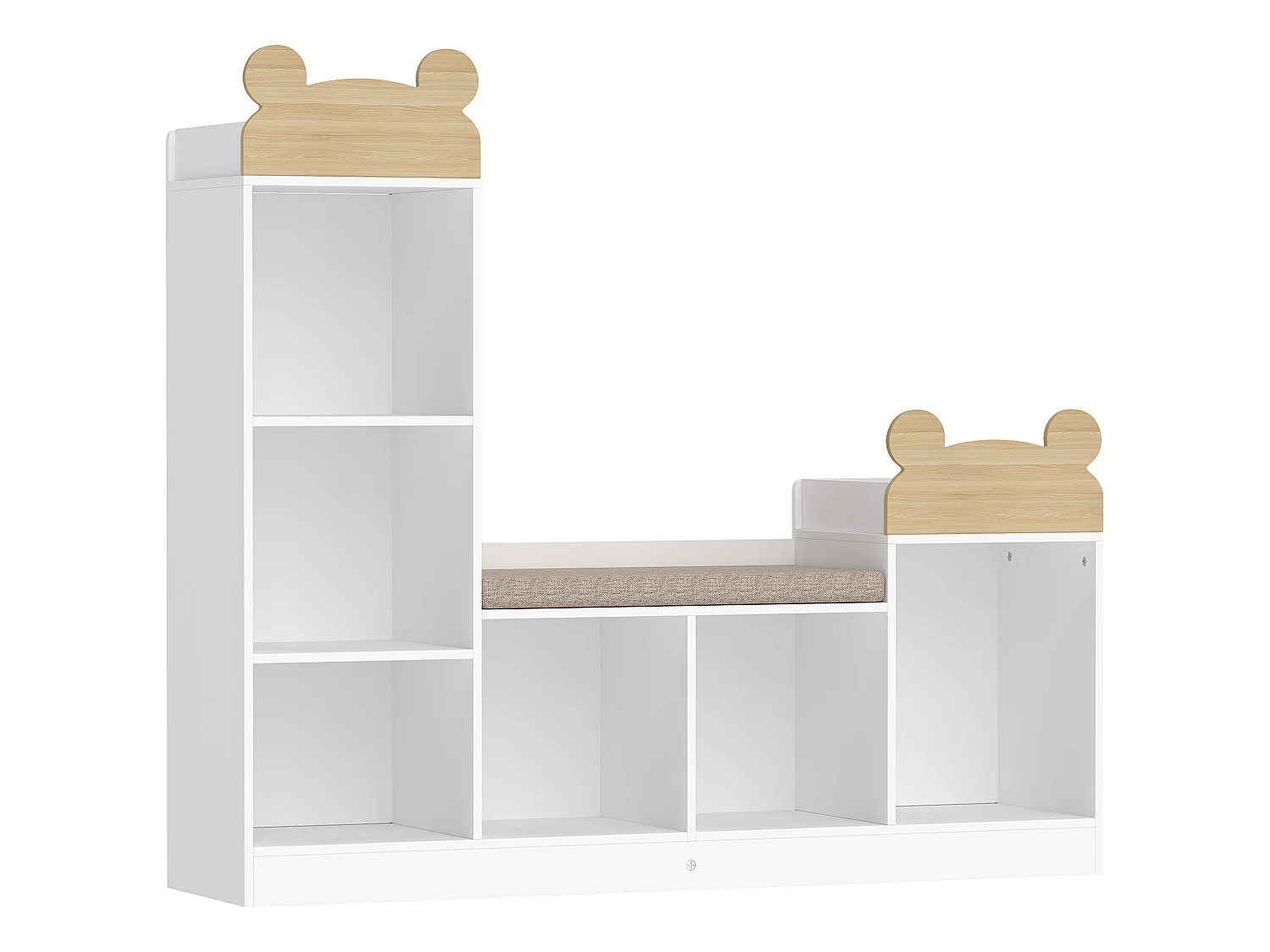 Bibliothèque banc enfant multi-rangement style nordique ourson