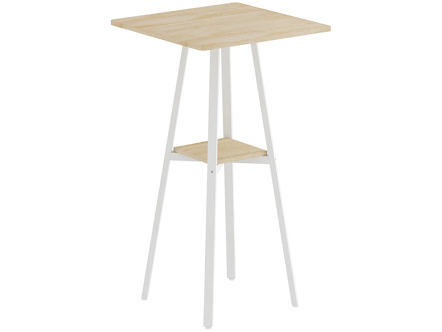 Table de bar carrée pour 2 personnes métal naturel et blanc