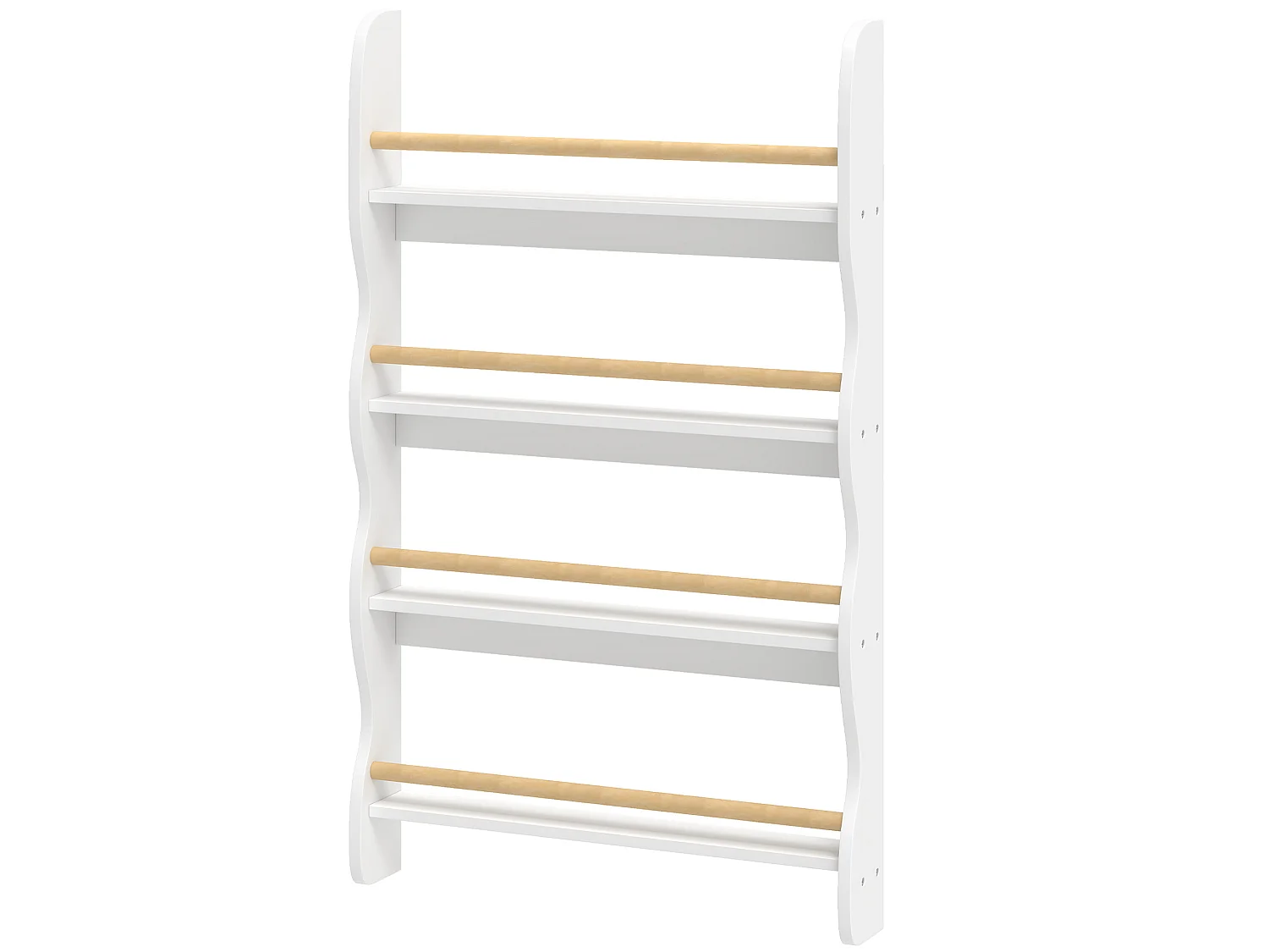 Bibliothèque murale enfant présentoir 4 niveaux bois blanc