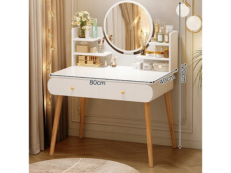 KOSMETIKTISCH MIT SPIEGEL, WEISS, GROSS, SKANDINAVISCH, LOFT, MODERN