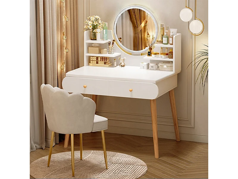 KOSMETIKTISCH MIT SPIEGEL, WEISS, GROSS, SKANDINAVISCH, LOFT, MODERN