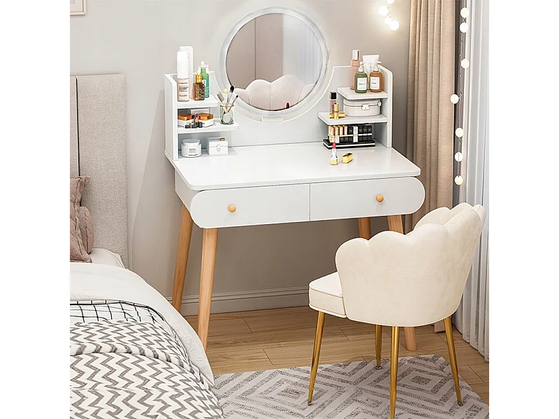 KOSMETIKTISCH MIT SPIEGEL, WEISS, GROSS, SKANDINAVISCH, LOFT, MODERN