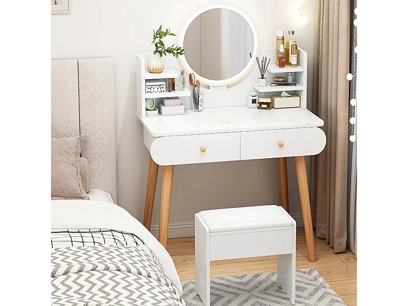 KOSMETIKTISCH MIT SPIEGEL, WEISS, GROSS, SKANDINAVISCH, LOFT, MODERN