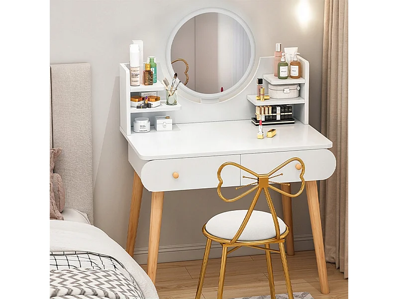 KOSMETIKTISCH MIT SPIEGEL, WEISS, GROSS, SKANDINAVISCH, LOFT, MODERN