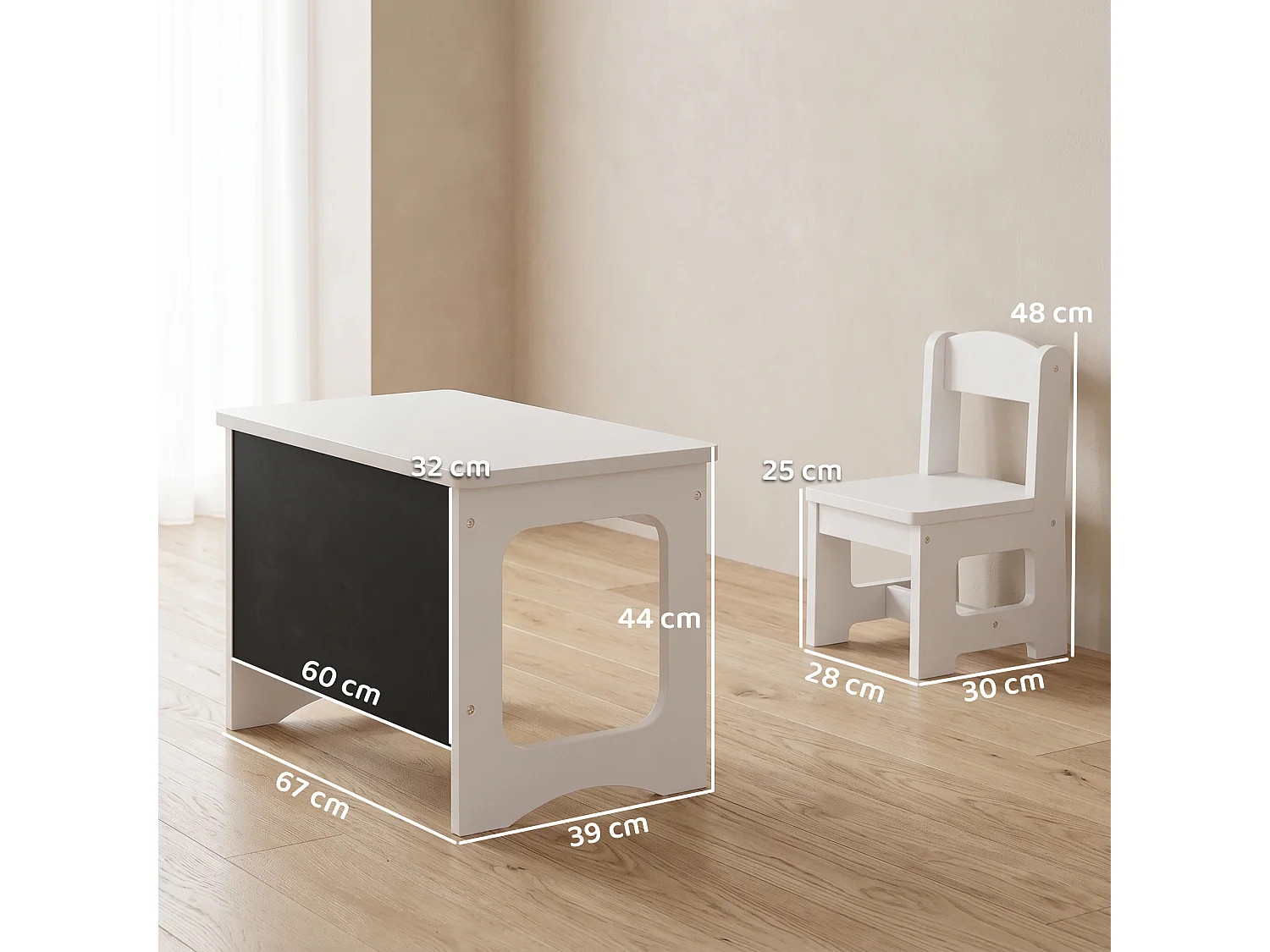 Ensemble bureau chaise enfant - tableau craie noir intégré