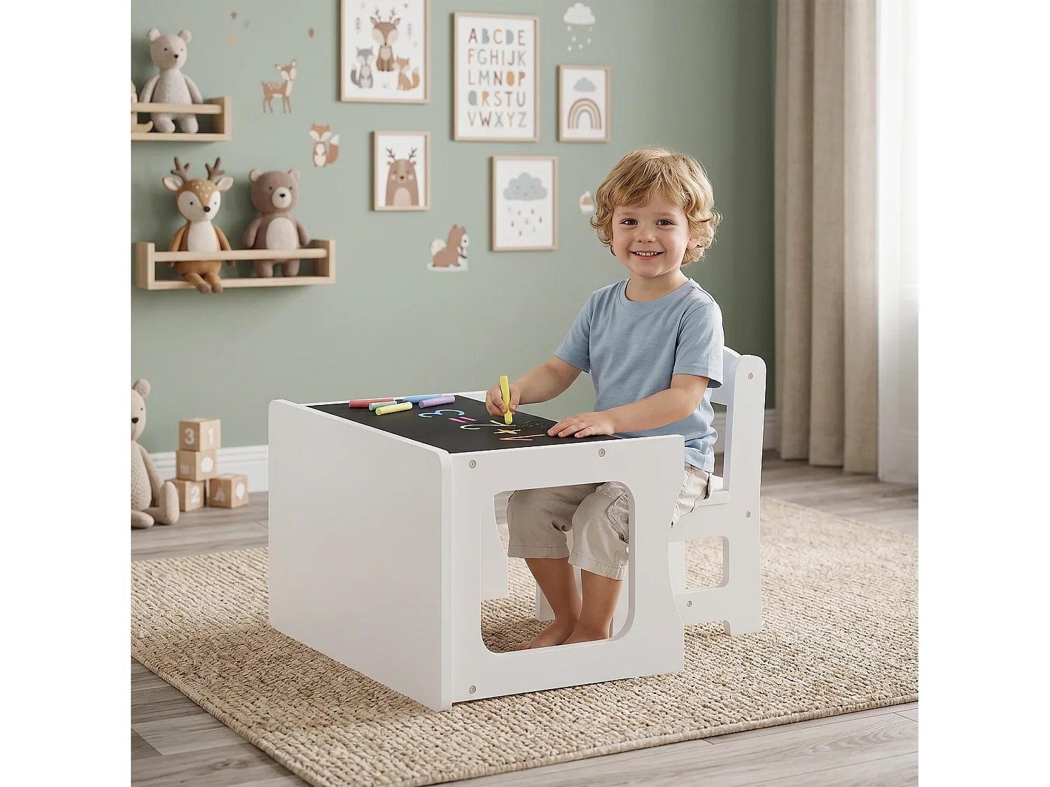 Ensemble bureau chaise enfant - tableau craie noir intégré