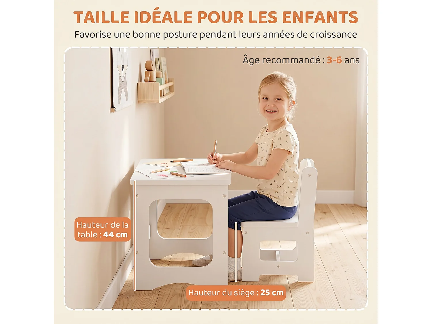 Ensemble bureau chaise enfant - tableau craie noir intégré