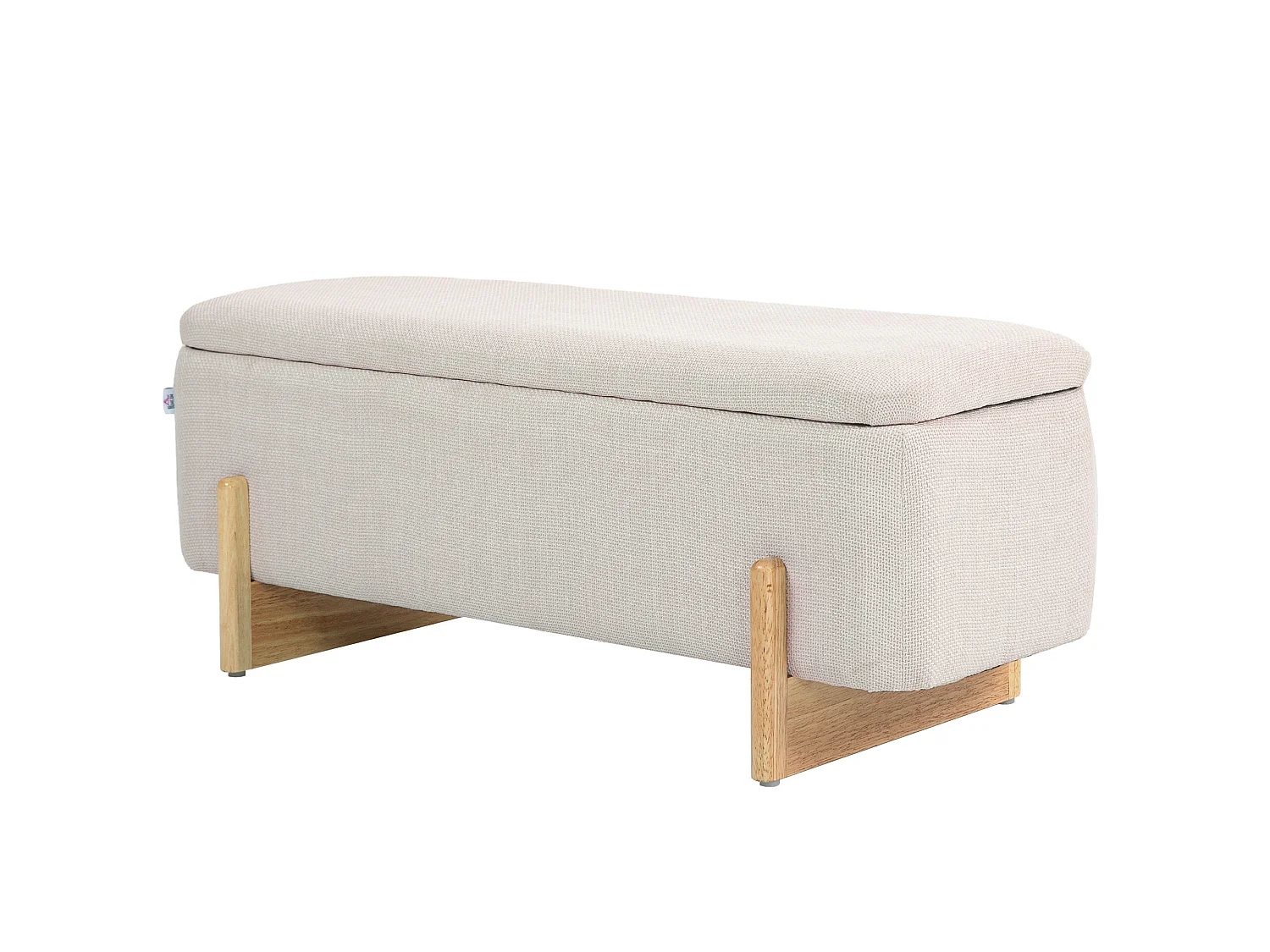 Banquette coffre design bois tissu toucher lin crème