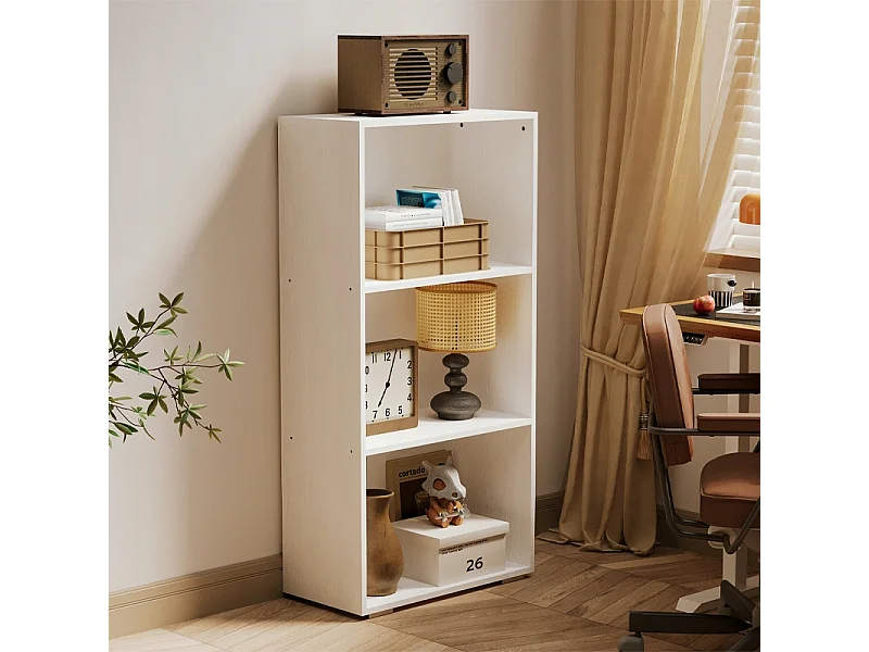 Regał na książki biurowy 3 półki nowoczesny loft biały wysoki do salonu