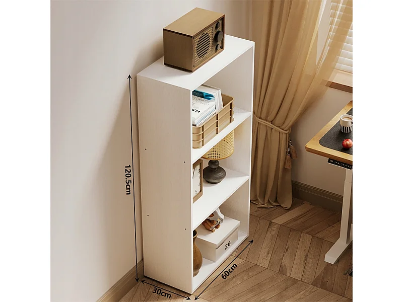 Regał na książki biurowy 3 półki nowoczesny loft biały wysoki do salonu