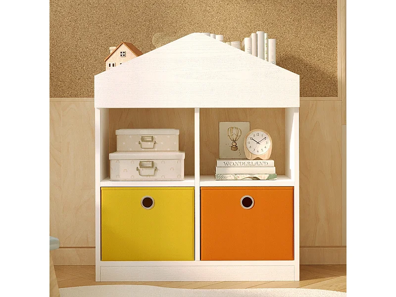 Spielzeughaus-Regal mit Fächern, Bücherregal, Weiß, Loft, 64 cm