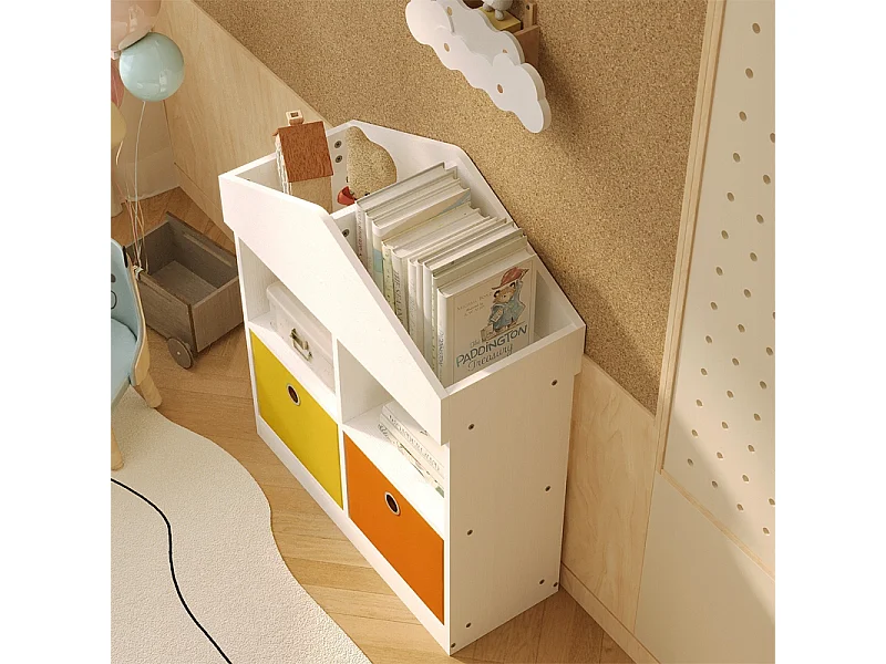 Spielzeughaus-Regal mit Fächern, Bücherregal, Weiß, Loft, 64 cm