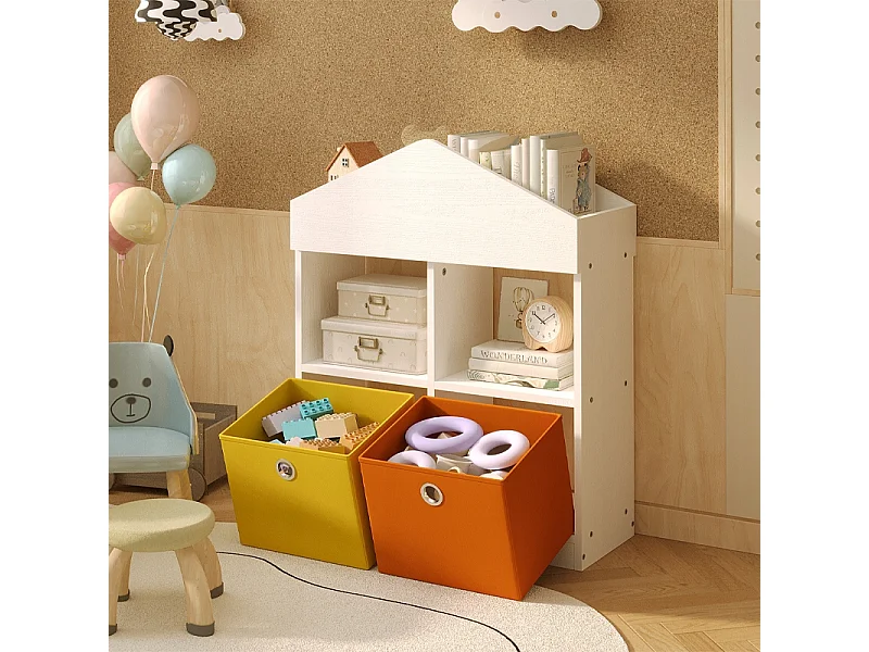 Spielzeughaus-Regal mit Fächern, Bücherregal, Weiß, Loft, 64 cm