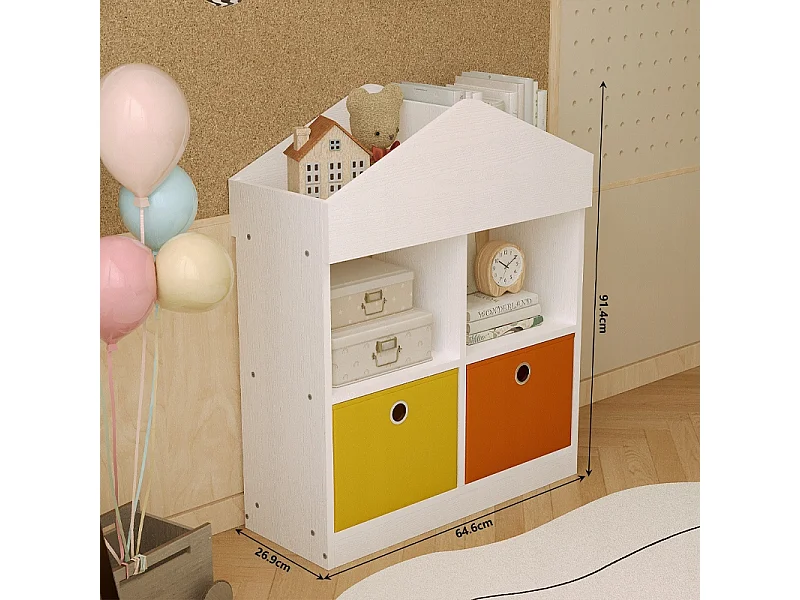 Spielzeughaus-Regal mit Fächern, Bücherregal, Weiß, Loft, 64 cm