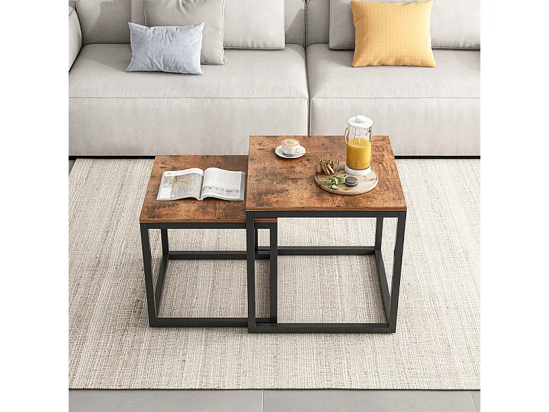 Stolik kawowy 2w1 rozkładany kwadratowy ława loft zestaw stolików salonu