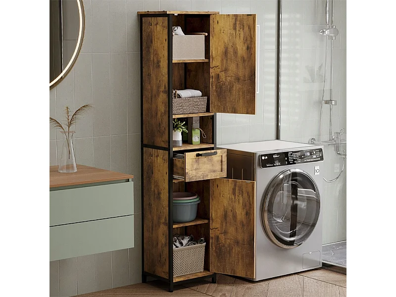 Szafka słupek do łazienki pokoju regał z szufladą półkami loft 169cm outlet