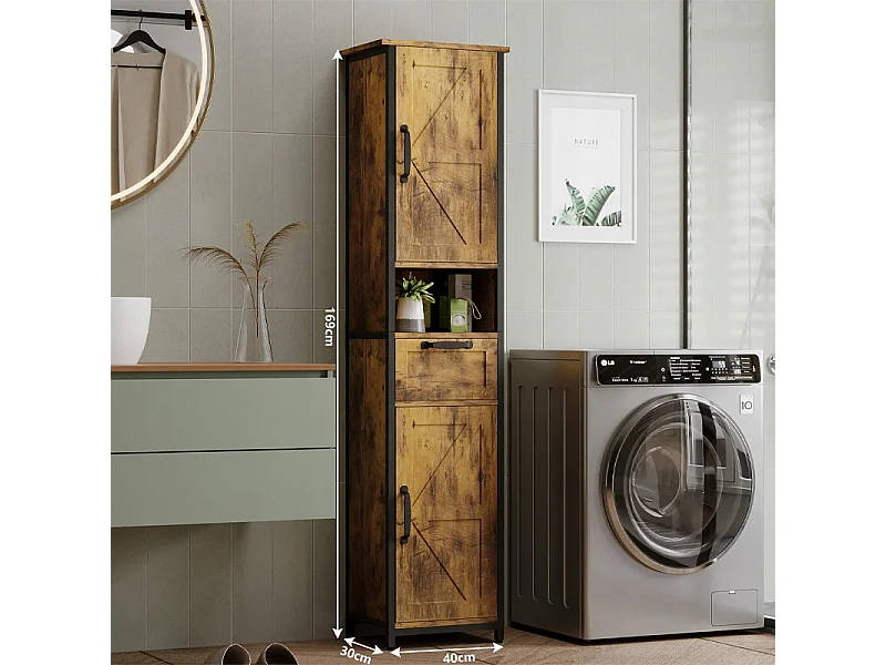 Szafka słupek do łazienki pokoju regał z szufladą półkami loft 169cm outlet