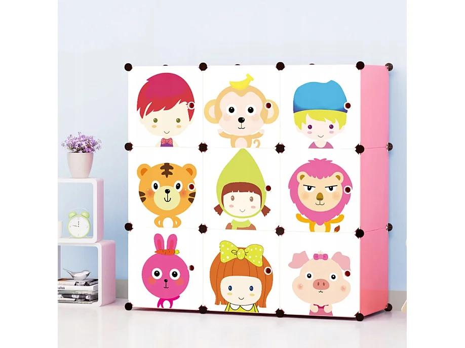 Armadio modulare scaffale guardaroba per bambini colorato per abiti giocattoli