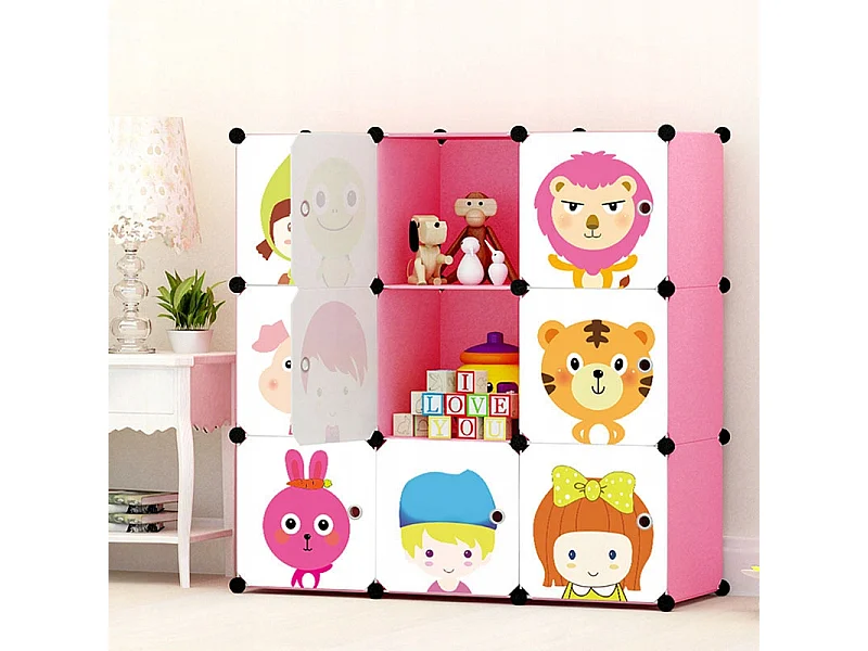 Armadio modulare scaffale guardaroba per bambini colorato per abiti giocattoli