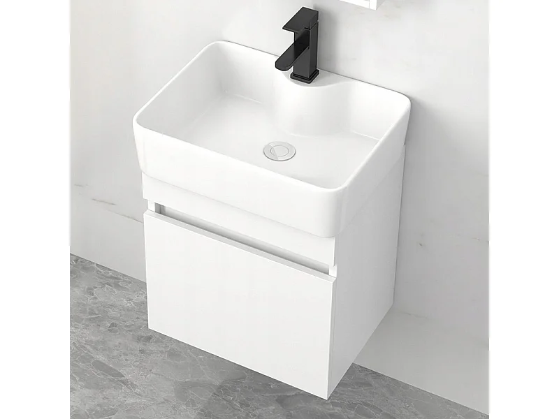 Umywalka stawiana na blat biała ceramiczna 47x37 cm prostokątna