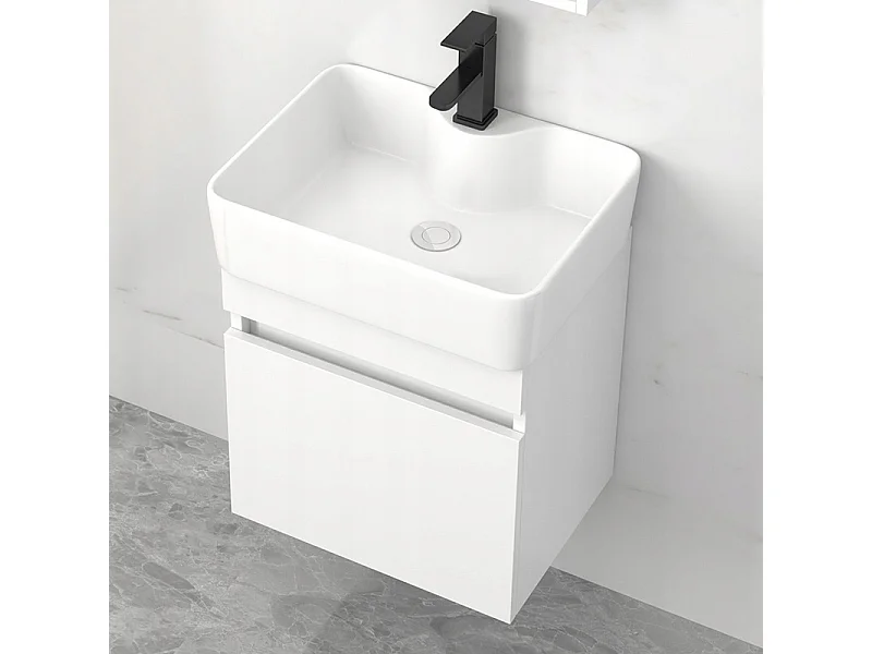 Umywalka stawiana na blat biała ceramiczna 47x37 cm prostokątna