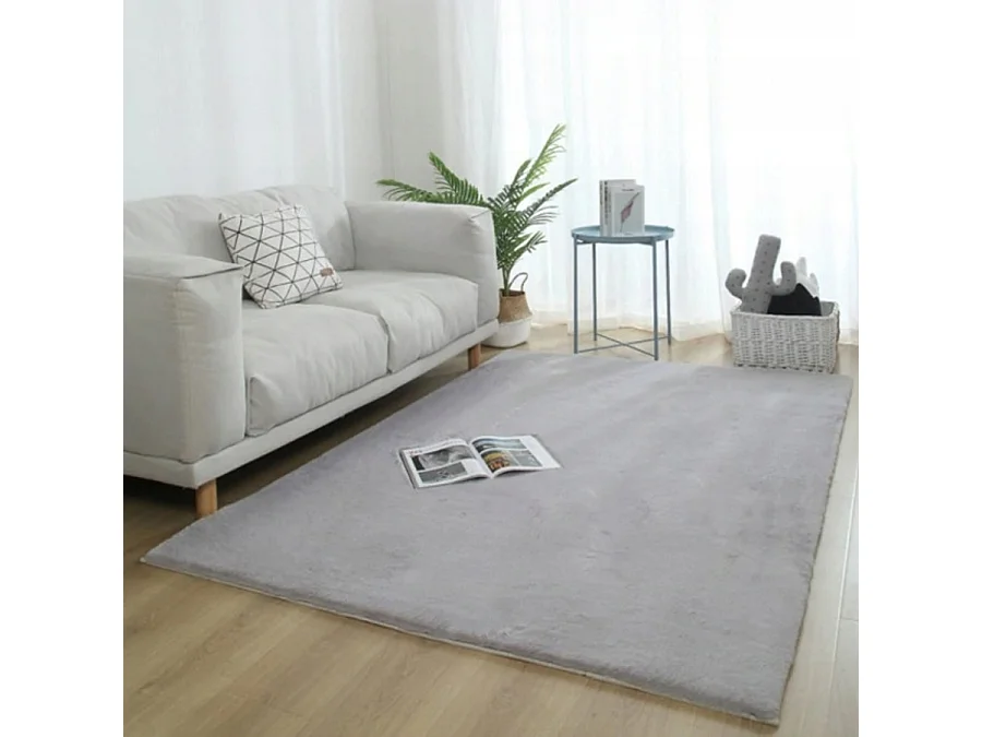 Plüschteppich hellgrau weich angenehm Kaninchenfell 300x200 cm XL