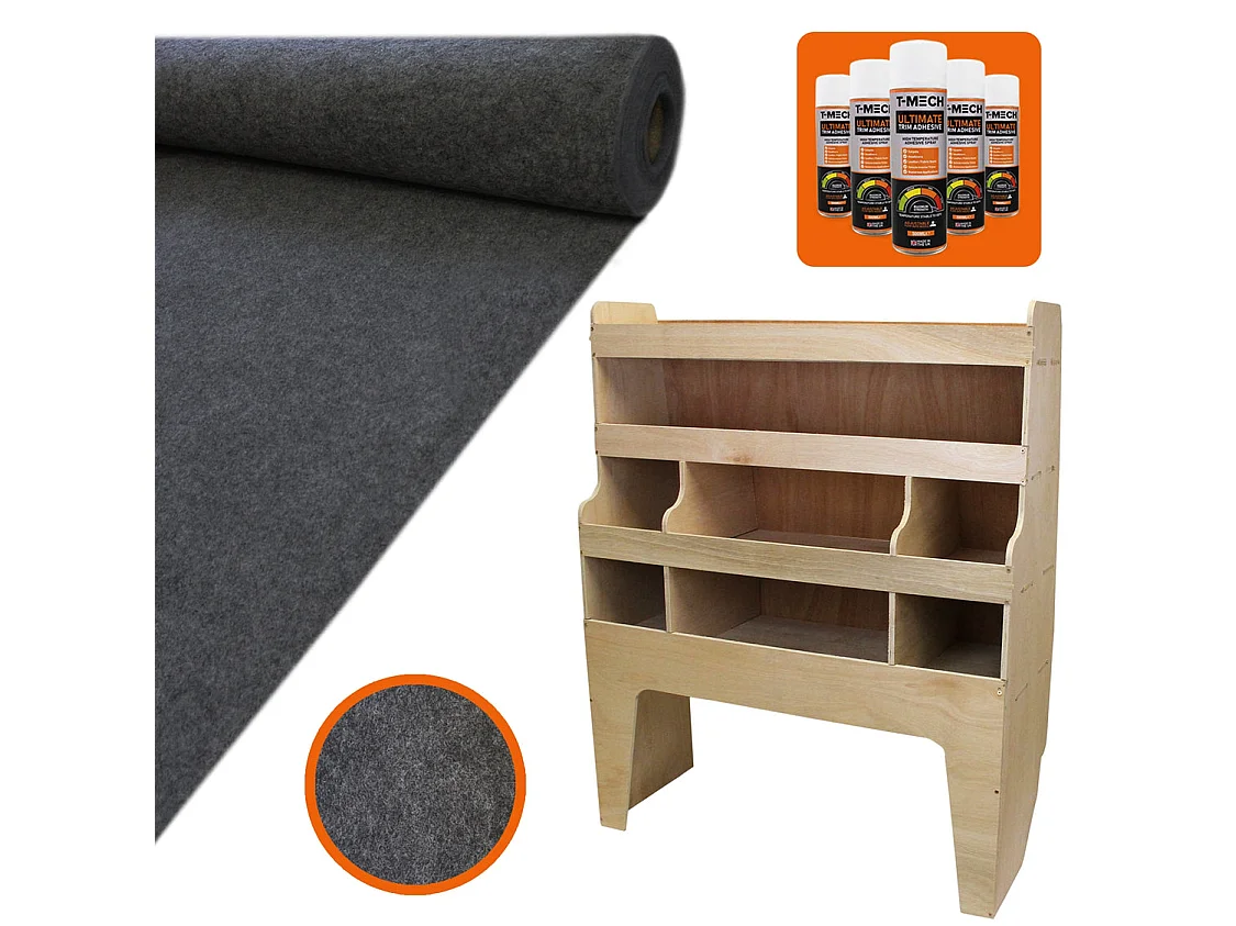 Doublure Intérieure Feutre Argent 11 m² Van & Rangement VW Transporter MDF