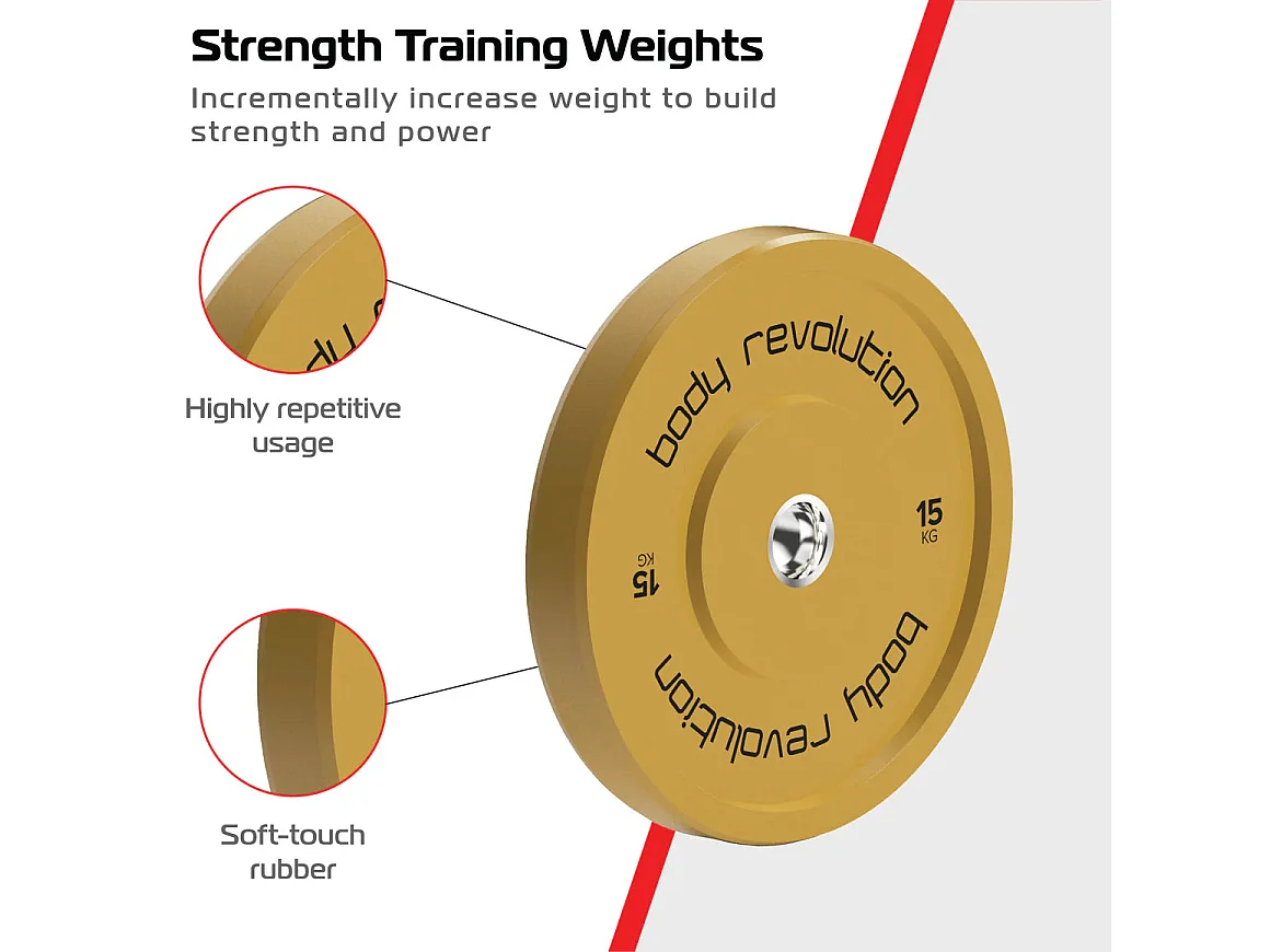 Body Revolution Olympic Bumper Plates Colour 15kg pair