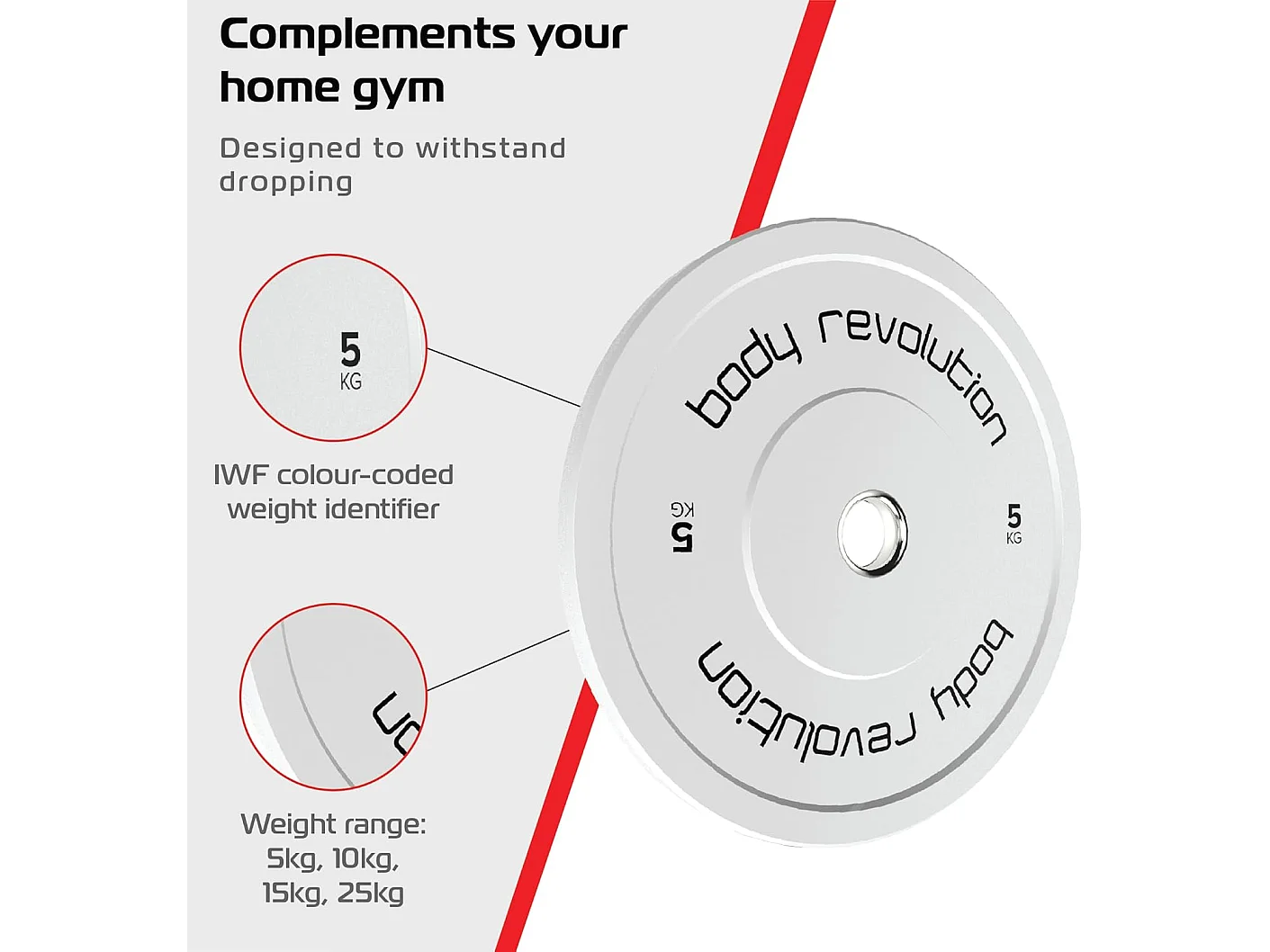Body Revolution Olympic Bumper Plates Colour 5kg pair
