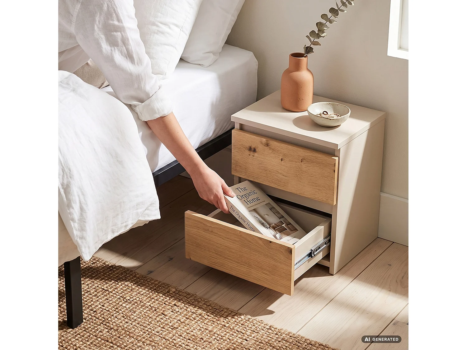 Szafka nocna CL2 Kaszmir 40 cm 2 szuflady kolor Dąb Artisan mat 40x35x40 cm