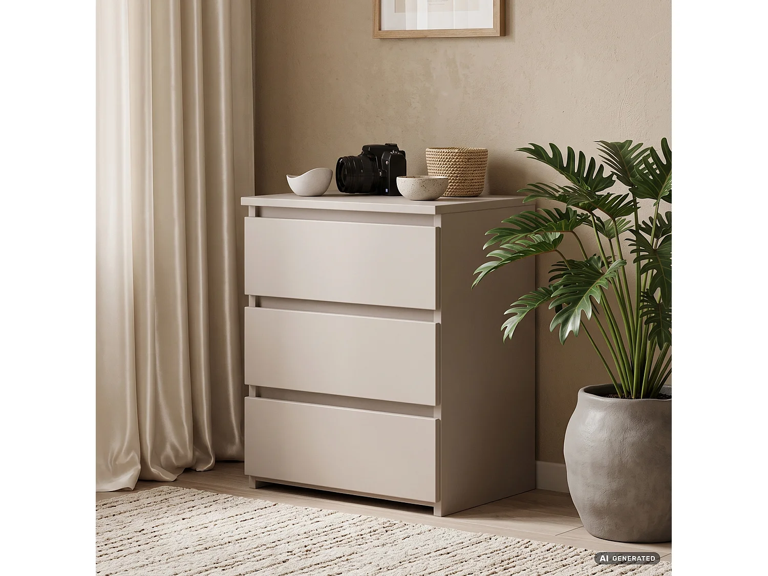 Table de chevet CL3 Cachemire 40 cm 3 tiroirs 40x35x57 cm