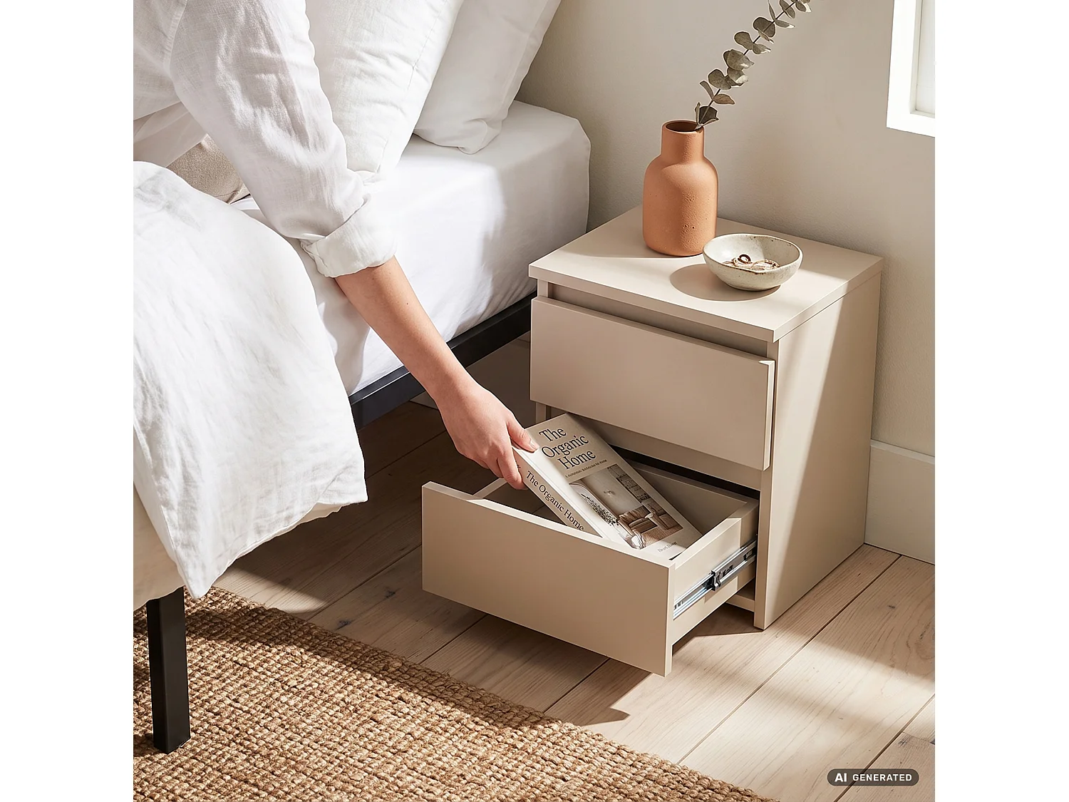 Table de chevet CL2 Cachemire 40 cm 2 tiroirs 40x35x40 cm