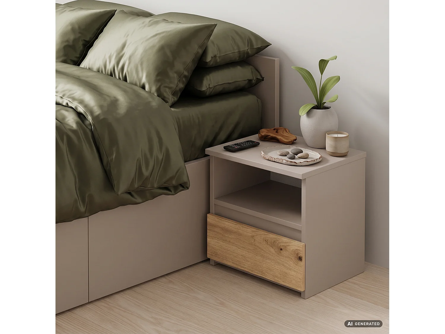 Nachtkastje CL1 Kasjmier / Artisan eiken, 1 lade, 1 plank, 40x35x40 cm