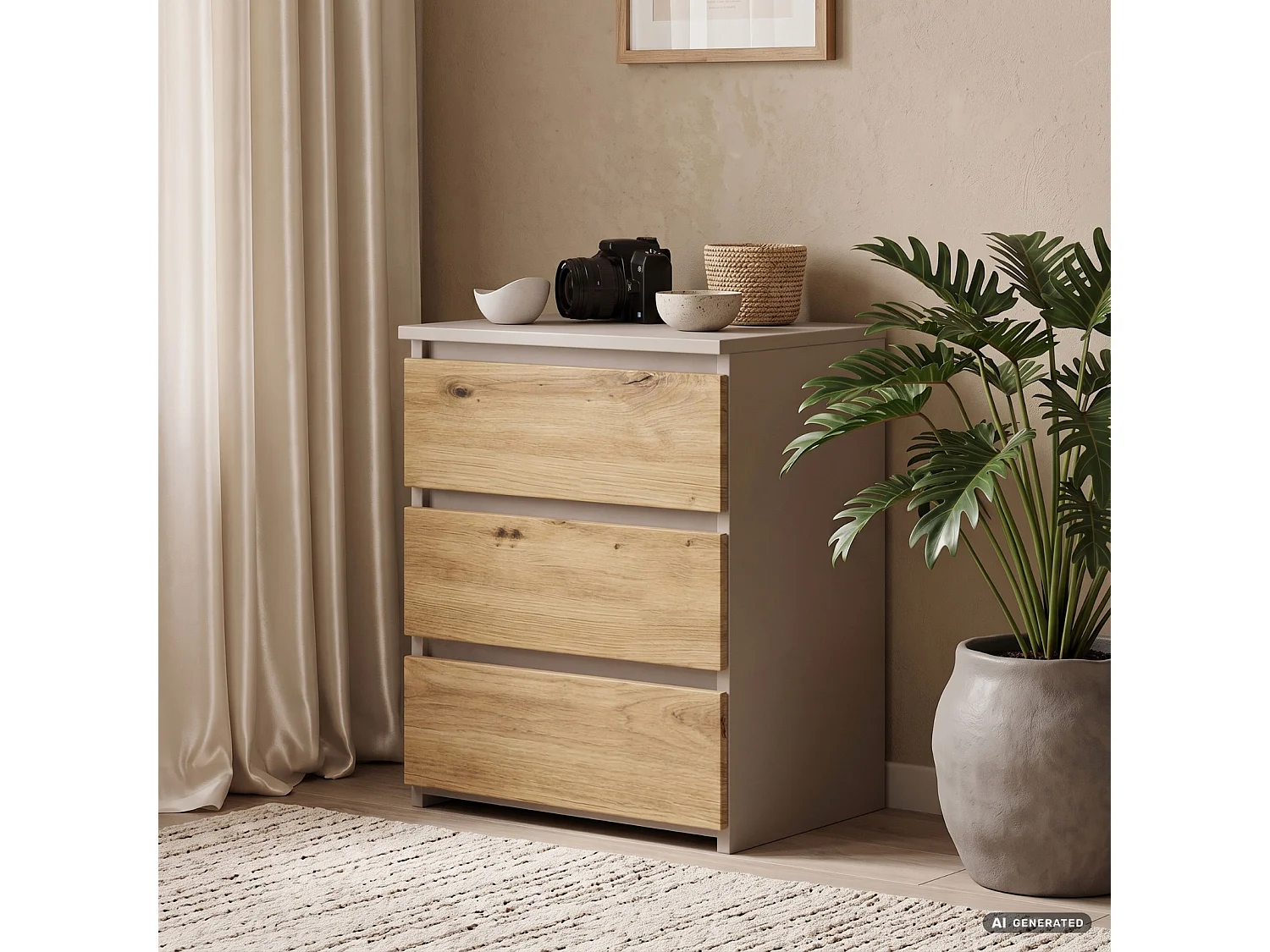 Szafka nocna CL3 Kaszmir 40 cm 3 szuflady kolor Dąb Artisan mat 40x35x57 cm