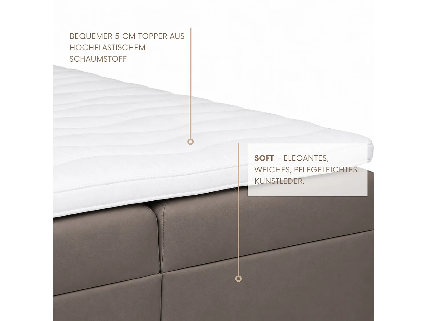 Boxspringbed LEO-140x200cm met opbergbakken|Bonellmatras|Topper|Tweepersoonsbed|Gestoffeerd bed|Kunstleer-Beige