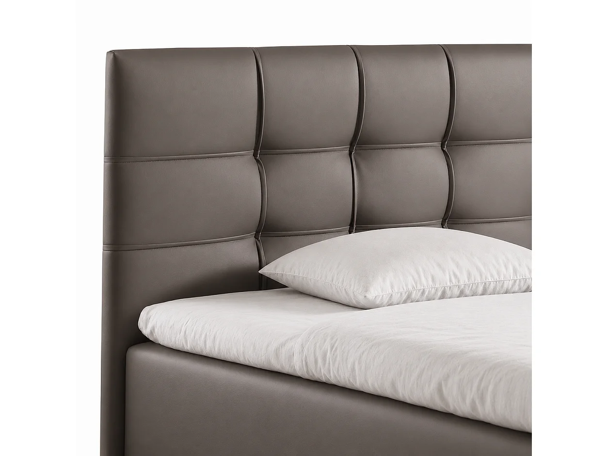 Boxspringbed LEO-140x200cm met opbergbakken|Bonellmatras|Topper|Tweepersoonsbed|Gestoffeerd bed|Kunstleer-Beige
