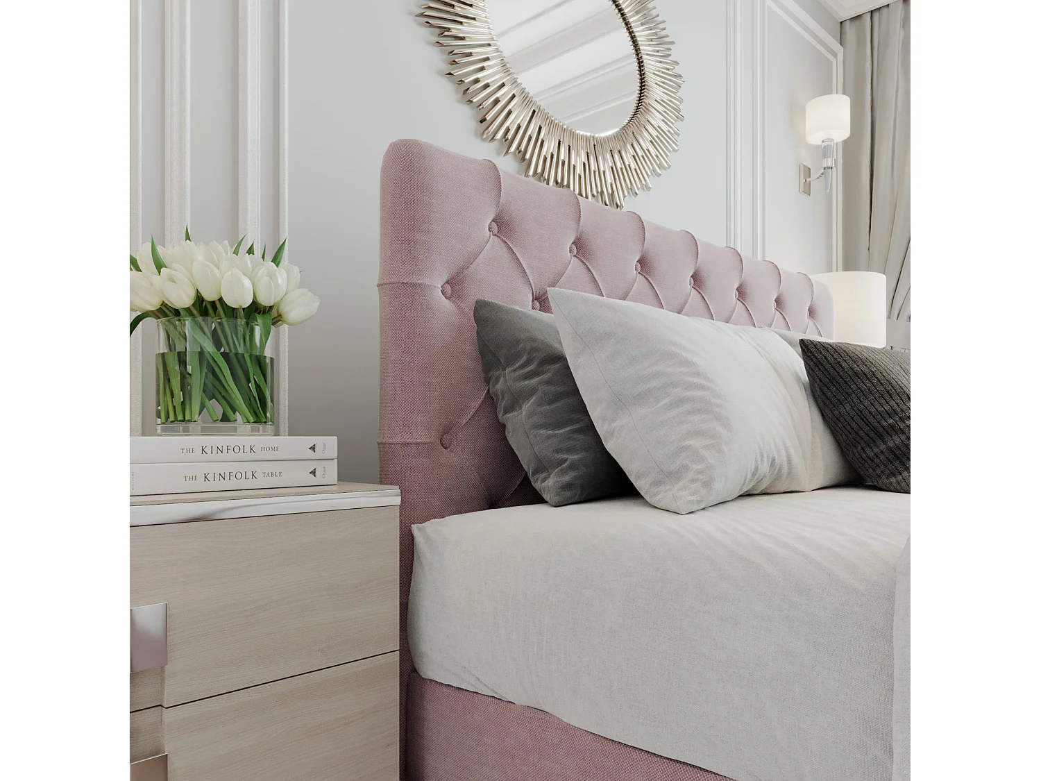 Boxspringbed GracePLUS-120x200cm met opbergbakken|Topper|Tweepersoonsbed|Gestoffeerd|Glamour|Vintage|met zilverkleurige poten 12 cm-Roze