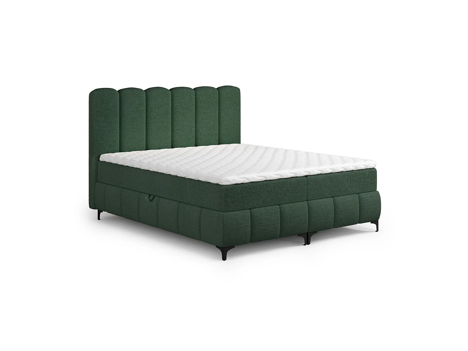 FURNISTAR Boxspringbed TINA 200x200 met matras en opbergruimte-Tweepersoonsbed,familiebed met topper,Bubble-bed,gestoffeerd bed- Groen