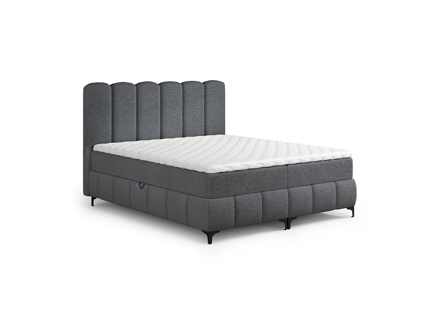 FURNISTAR Boxspringbed TINA 180x200 met matras en opbergruimte-Tweepersoonsbed,familiebed met topper,Bubble-bed,gestoffeerd bed- Donkergrijs
