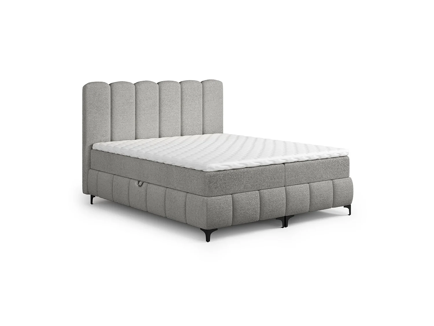 FURNISTAR Boxspringbed TINA 140x200 met matras en opbergruimte-Tweepersoonsbed,familiebed met topper,Bubble-bed,gestoffeerd bed- Grijs