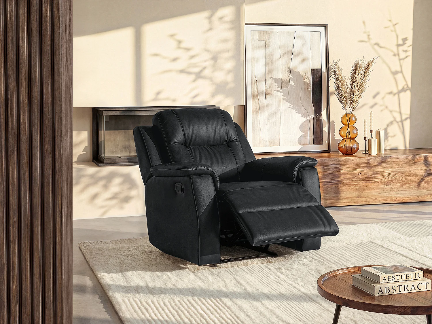 Relaxsessel Fernsehsessel Leder - Schwarz - EVASION