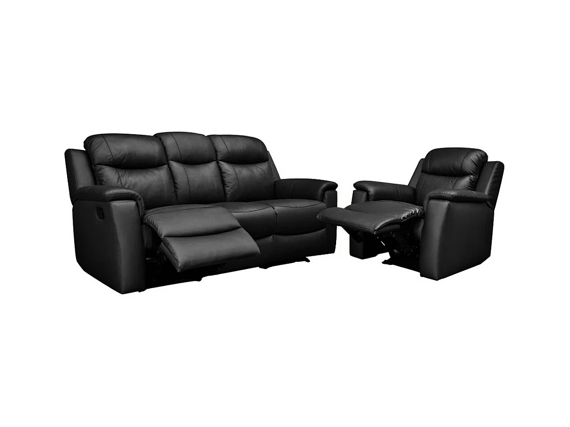 Sofá de 3+1 lugares relax em pele Preto - EVASION