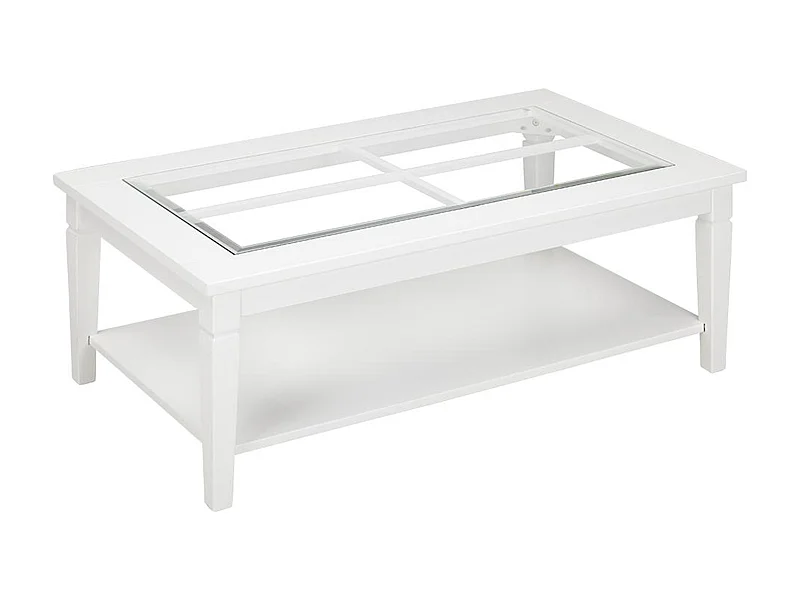 Mesa de centro GUERANDE - Pino blanco y cristal templado