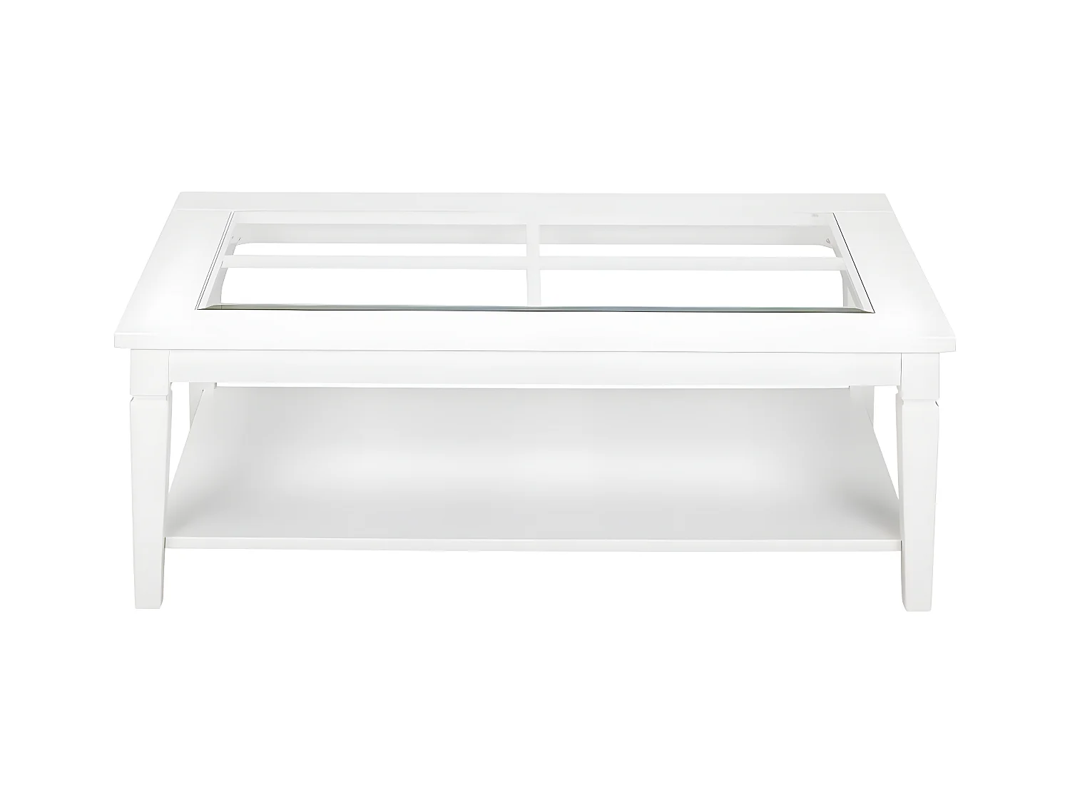 Table basse GUERANDE - Plateau en verre trempé - Pin blanc