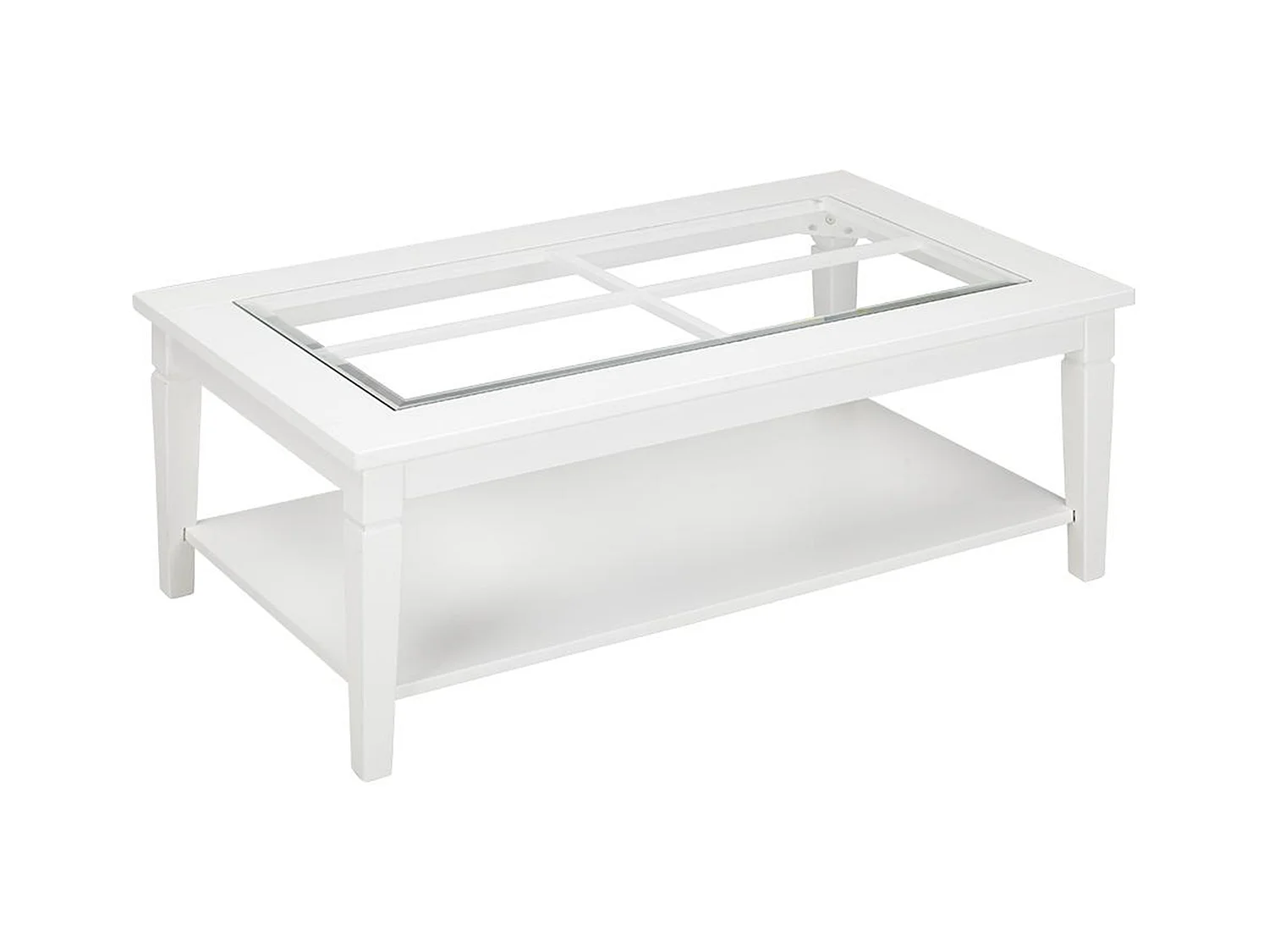 Mesa de centro GUERANDE - Pino blanco y cristal templado