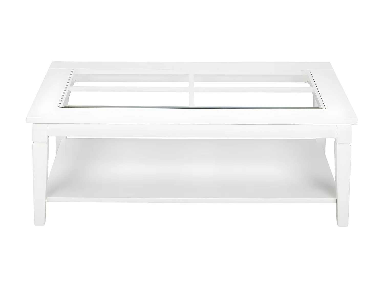 Tavolino rettangolare in Pino bianco e vetro temperato - GUERANDE